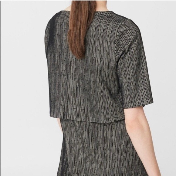 Mango Black Sparkle Thread Short Sleeve Tiered Mini Dress Size XS - Picture 2 of 9